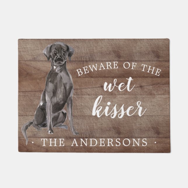 Black Lab Dog Personalized Door Mat (Front)