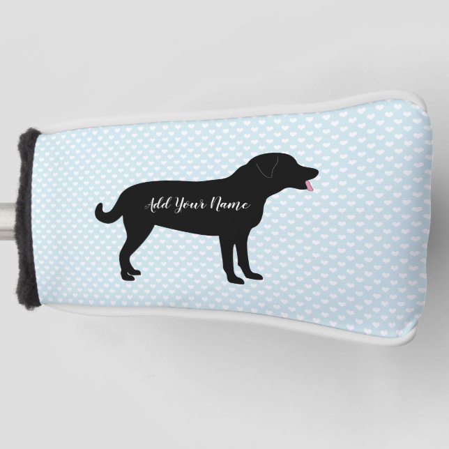 Black Lab Dog Personalized Name Golf Head Cover (Front)