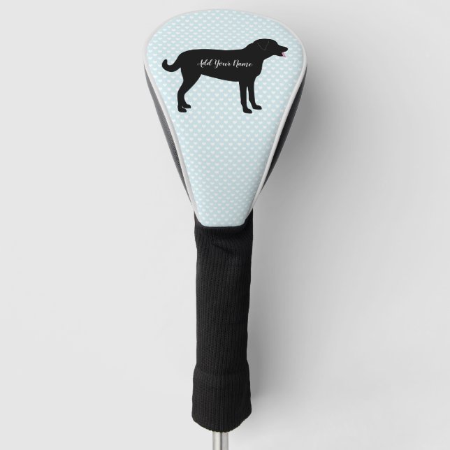 Black Lab Dog Personalized Name Golf Head Cover (Front)