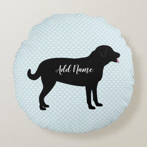 Black Lab Dog Personalized Name Round Pillow