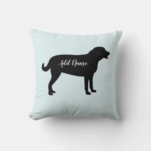 Black Lab Dog Personalized Name  Throw Pillow