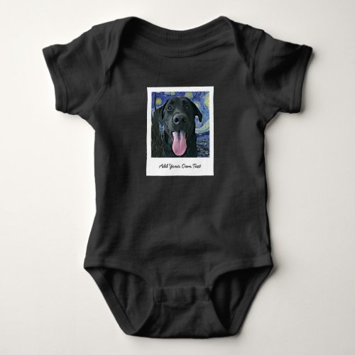 Black Lab Dog Pet Personalized Photo and Text  Baby Bodysuit