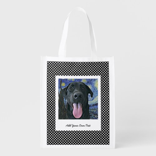 Black Lab Dog Pet Personalized Photo and Text   Grocery Bag