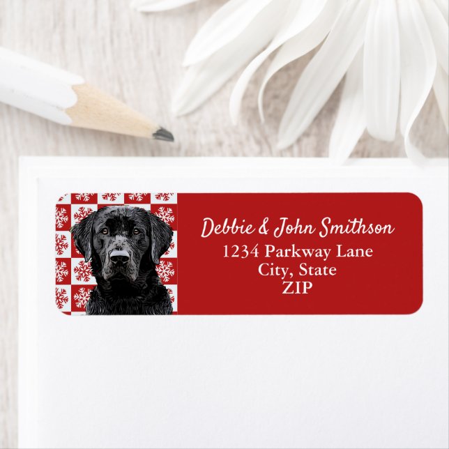 Black Lab Dog Return Address Animal Christmas Label (Insitu)