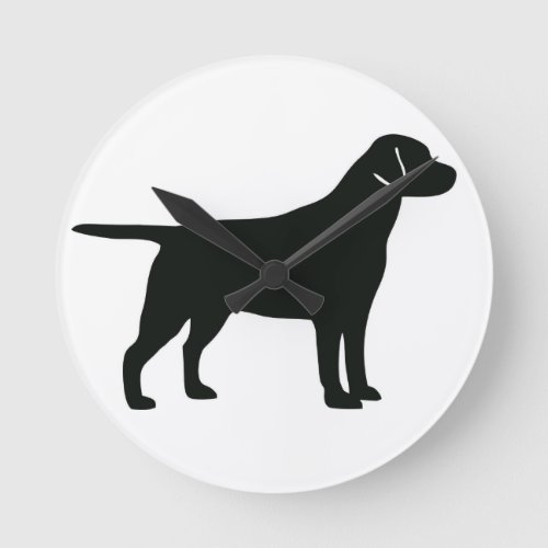 Black Lab Dog Round Clock
