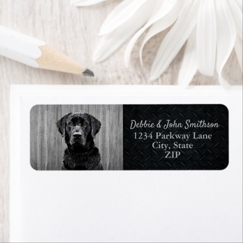 Black Lab Dog Rustic Animal Return Address Label