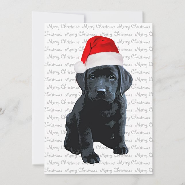 Black Lab Dog Santa Merry Christmas Black Labrador Invitation (Front)