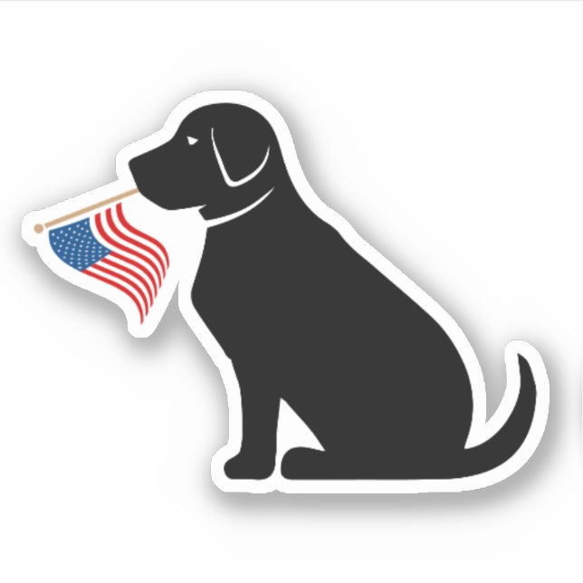 Black Lab Dog Silhouette American Flag USA  Sticker (Front)