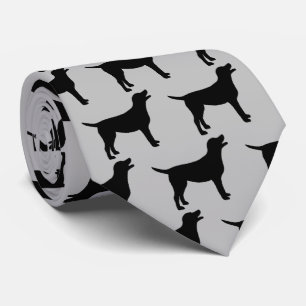 Black Lab Dog Silhouette Neck Tie