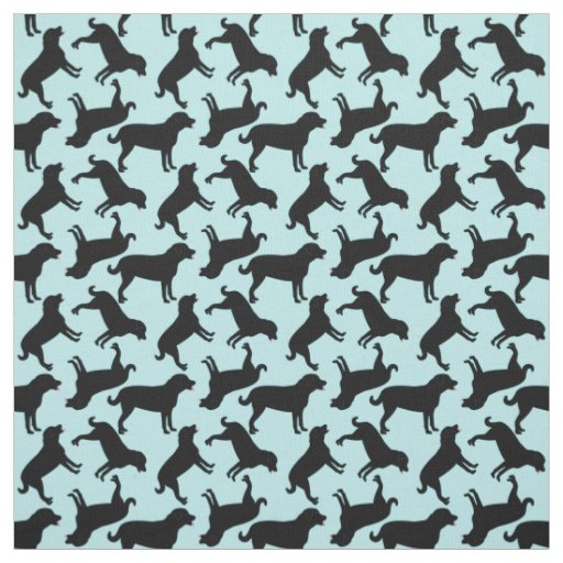 Black Lab Dog Silhouette Pattern  Fabric