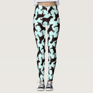 Black Lab Dog Silhouette Pattern  Leggings