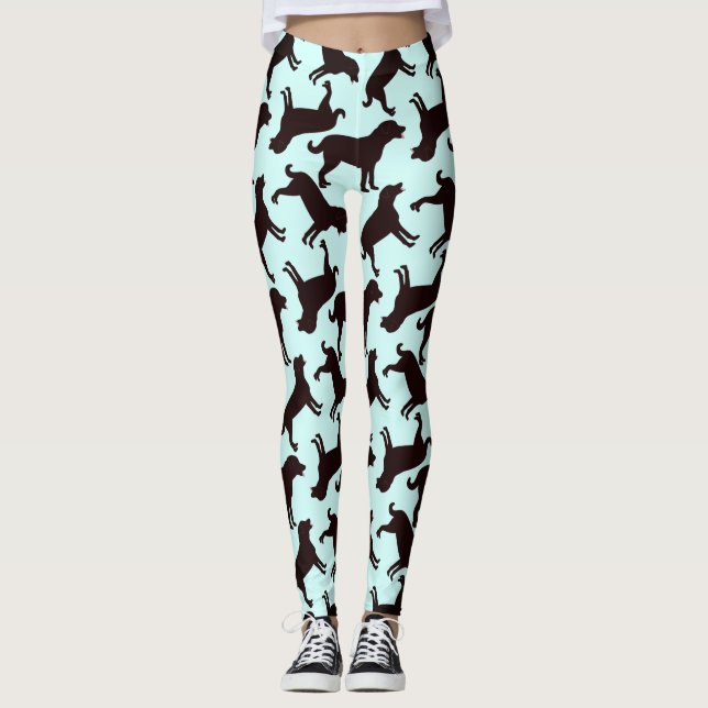Black Lab Dog Silhouette Pattern  Leggings (Front)