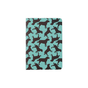 Black Lab Dog Silhouette Pattern  Passport Holder