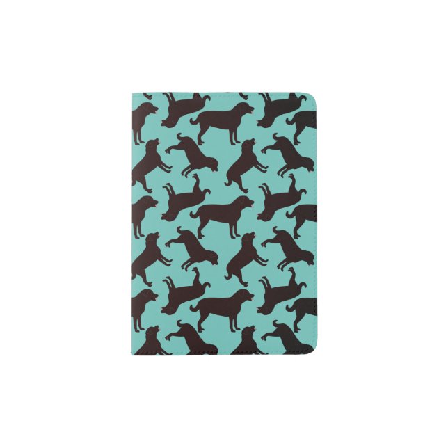 Black Lab Dog Silhouette Pattern  Passport Holder (Front)