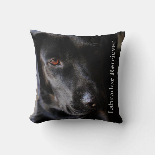 Black Lab Dog Throw Pillow (Front)
