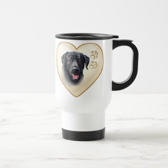 Black Lab Dog Travel Coffee Mug Cup (Right)