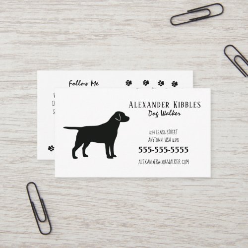 Black Lab Dog Walker Business Card