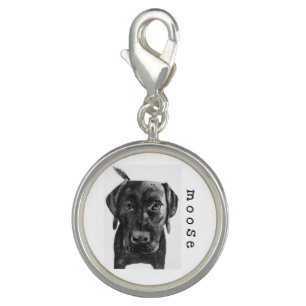 Black Lab Dog Watercolor Custom Name Charm