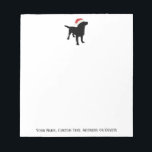 Black Lab Dog wearing Santa Claus Christmas Hat Notepad<br><div class="desc">This adorable black lab is all decked out for Christmas in his red and white Santa Claus Hat. This design is sure to put a smile on a dog lover's face and of course those who love Black Lab's. Personalize with your custom text - add your dog's name, Christmas greetings,...</div>