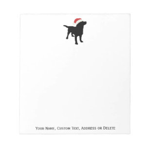 Black Lab Dog wearing Santa Claus Christmas Hat Notepad