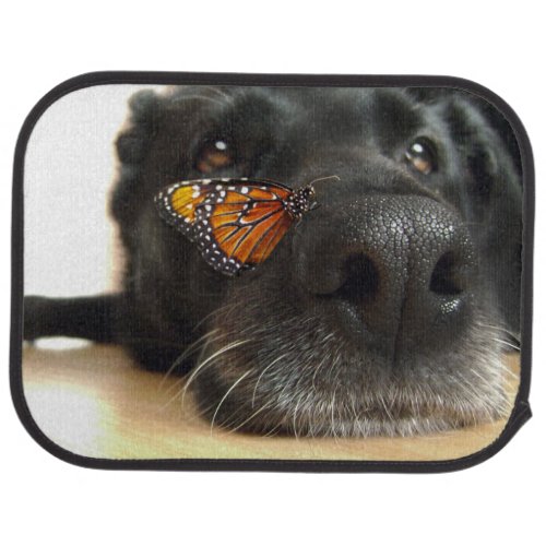 BLack Lab Dog With Butterfly Car Floor Mat