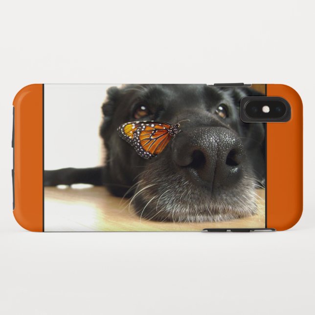 BLack Lab Dog With Butterfly Case-Mate iPhone Case (Back (Horizontal))