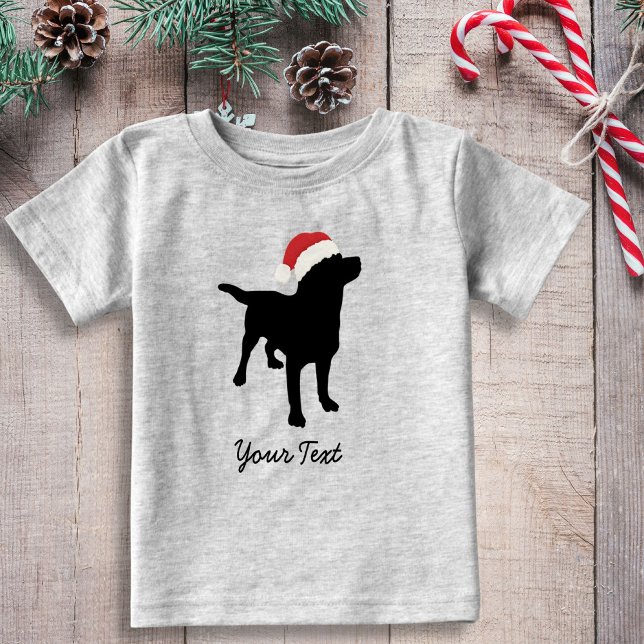 Black Lab Dog with Christmas Santa Hat Baby T-Shirt (Creator Uploaded)