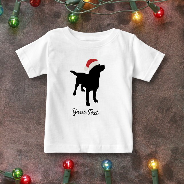Black Lab Dog with Christmas Santa Hat Baby T-Shirt (Creator Uploaded)