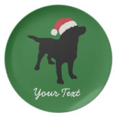 Black Lab Dog with Christmas Santa Hat Melamine Plate (Front)