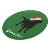 Black Lab Dog with Christmas Santa Hat Melamine Plate (Left Side)