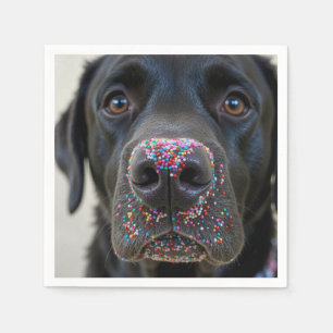Black Lab Dog With Sprinkles On Its Nose Napkins