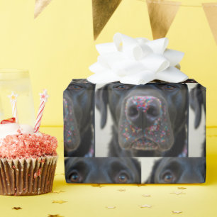 Black Lab Dog With Sprinkles On Its Nose Wrapping Paper