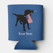 Black Lab Dog with USA American Flag, 4th of July Can Cooler (Back)