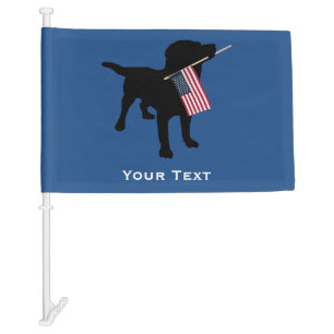 Black Lab Dog with USA American Flag, 4th of July Car Flag