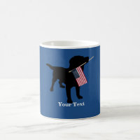 Black Lab Dog with USA American Flag, 4th of July