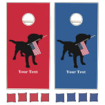 Black Lab Dog with USA American Flag, 4th of July Cornhole Set