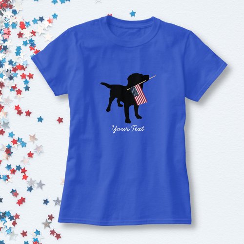 Black Lab Dog with USA American Flag 4th of July T_Shirt