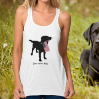 Black Lab Dog with USA American Flag, 4th of July