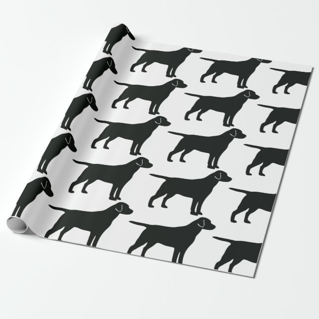 Black Lab Dog Wrapping Paper (Unrolled)