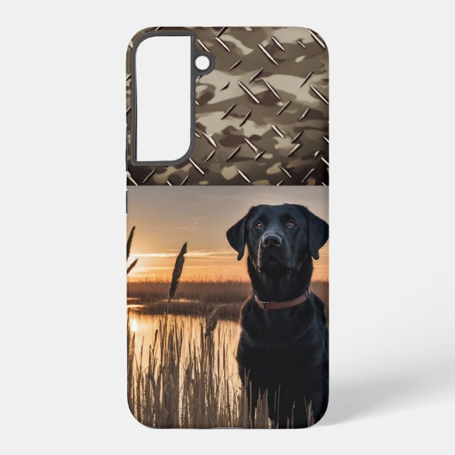 Black Lab Duck Hunting Marsh Camo Outdoors Dog Samsung Galaxy Case (Back)