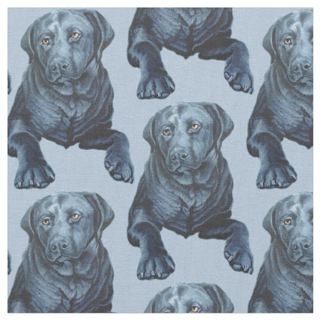 Black Lab Fabric Blue Dog Fabric Dog Pattern (Close Up)