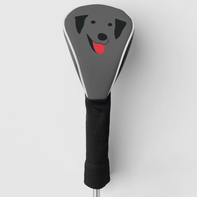 Black Lab Face Golf Head Cover (Front)