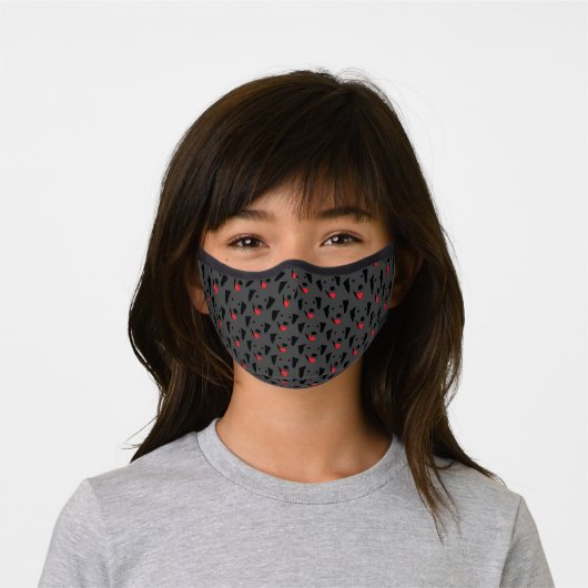 Black Lab Face Pattern Premium Face Mask (Worn)