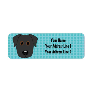 Black Lab Face with Blue Dots Background Label