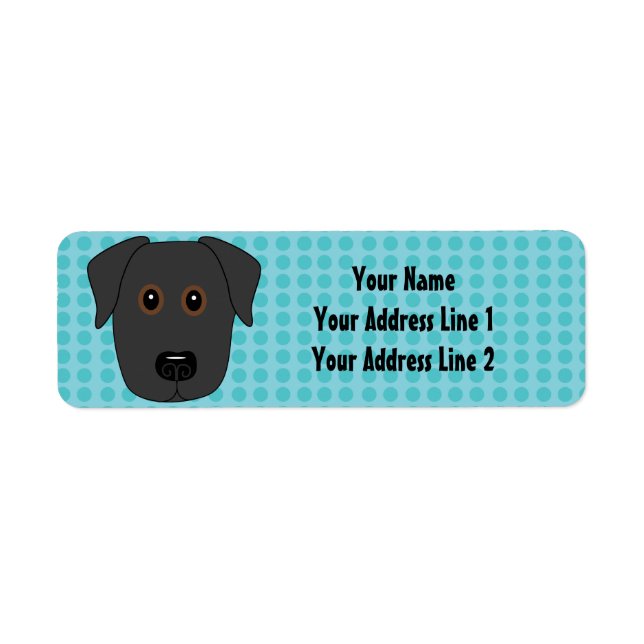 Black Lab Face with Blue Dots Background Label (Front)