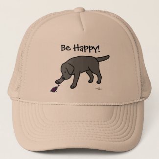 Black Lab Friendly Cartoon Black Labrador Trucker Hat
