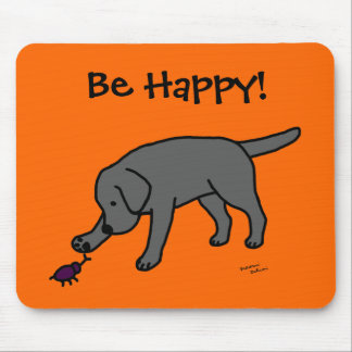 Black Lab Friendly Cartoon Labrador Mouse Pad
