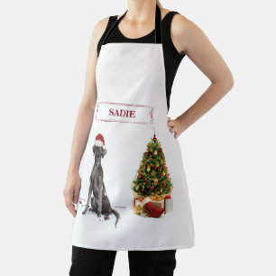 Black Lab Funny Christmas Dog and Tree Apron
