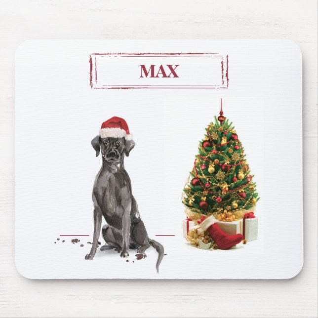 Black Lab Funny Christmas Dog and Tree Mouse Pad (Front)