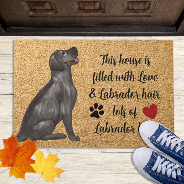 Black Lab Funny Dog Rustic Coir Welcome Labrador Doormat (Creator Uploaded)
